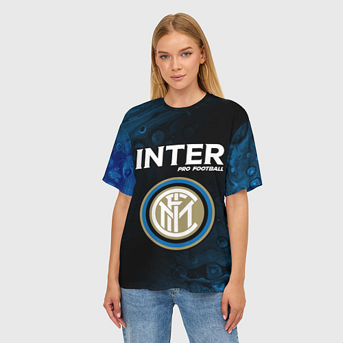 Женская футболка оверсайз INTER Pro Football Разводы / 3D-принт – фото 3