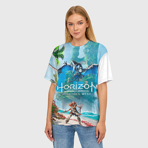 Женская футболка оверсайз Horizon Запретный Запад Элой / 3D-принт – фото 3