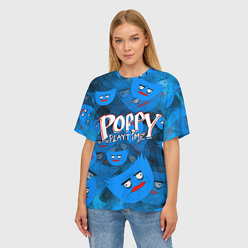 Женская футболка оверсайз Poppy Playtime Pattern background / 3D-принт – фото 3