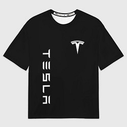 Женская футболка оверсайз Tesla Тесла логотип и надпись