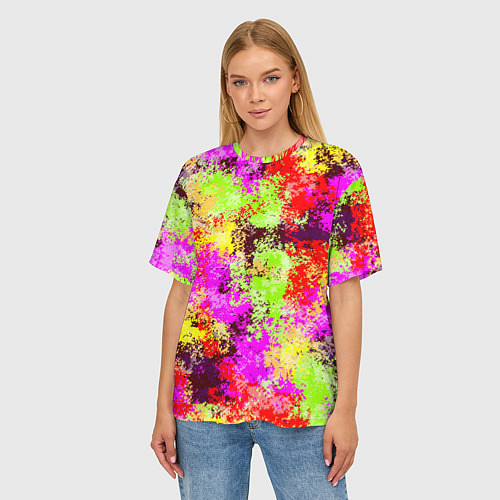 Женская футболка оверсайз Пиксельный камуфляж Диско / 3D-принт – фото 3
