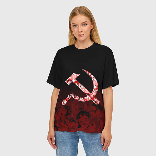 Женская футболка оверсайз СССР АХЕГАО USSR AHEGAO / 3D-принт – фото 3