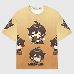 Футболка оверсайз женская Zhongli Chibi Genshin, цвет: 3D-принт