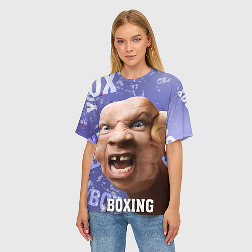 Женская футболка оверсайз Boxing - фиолетовый / 3D-принт – фото 3