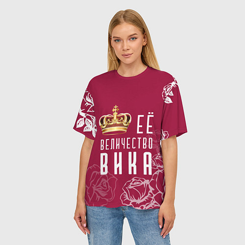 Женская футболка оверсайз Её величество Прекрасная Виктория / 3D-принт – фото 3