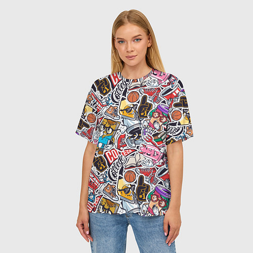 Женская футболка оверсайз Рисунок колледж / 3D-принт – фото 3