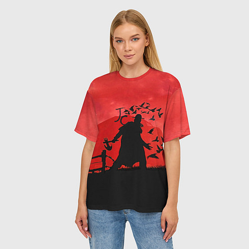 Женская футболка оверсайз Red JC / 3D-принт – фото 3