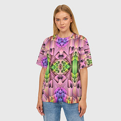 Футболка оверсайз женская Зеленый изумруд мозаика, цвет: 3D-принт — фото 2