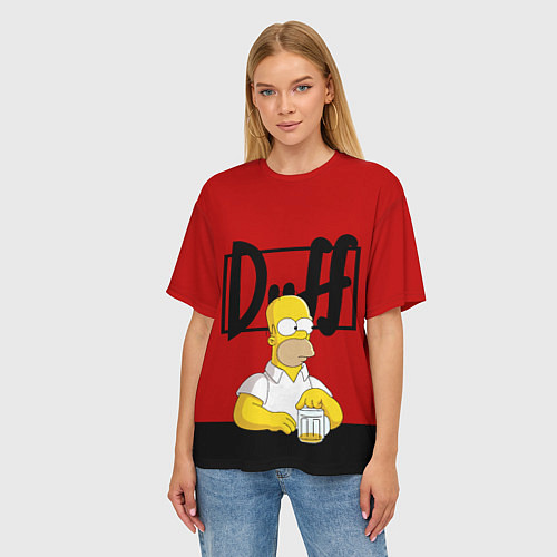Женская футболка оверсайз Гомер и пиво Симпсоны Simpsons / 3D-принт – фото 3
