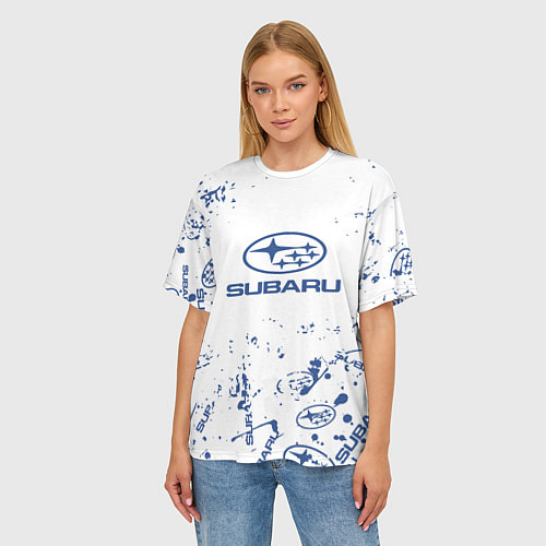 Женская футболка оверсайз Subaru брызги / 3D-принт – фото 3