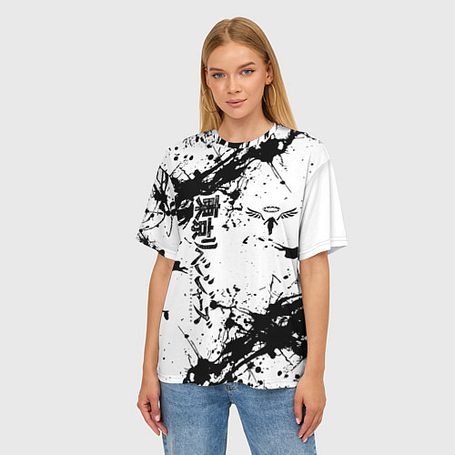 Женская футболка оверсайз Токийские мстители Tokyo Revengers logo краска / 3D-принт – фото 3