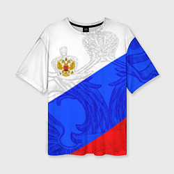 Футболка оверсайз женская Российский герб: триколор, цвет: 3D-принт