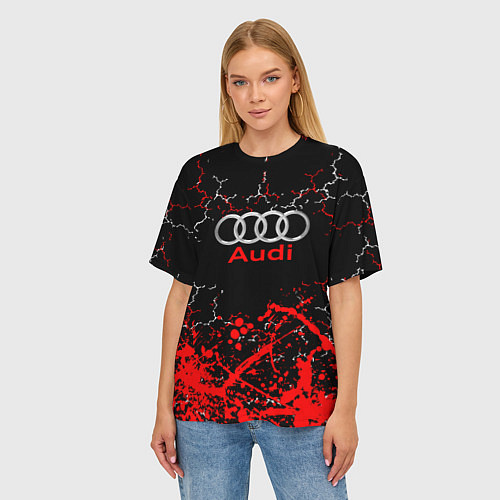 Женская футболка оверсайз AUDI АУДИ брызги / 3D-принт – фото 3