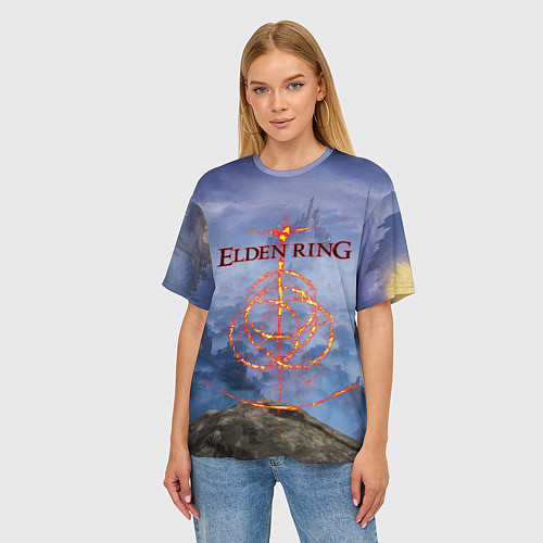 Женская футболка оверсайз Elden Ring, Logo / 3D-принт – фото 3