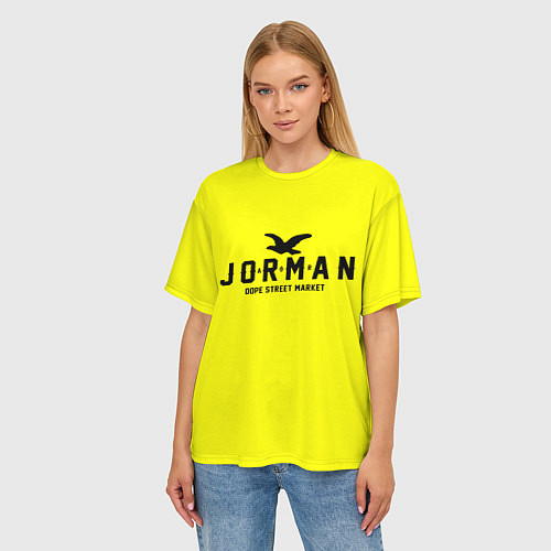 Женская футболка оверсайз Узор Yellow Jorman Air Dope Street Market / 3D-принт – фото 3