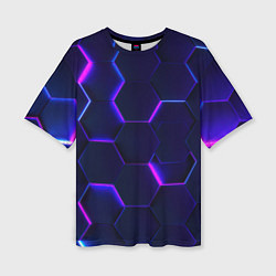 Футболка оверсайз женская Соты - неон, цвет: 3D-принт