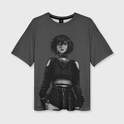 Женская футболка оверсайз Микаса в современном виде Атака титанов