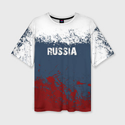 Футболка оверсайз женская Россия - краски, цвет: 3D-принт