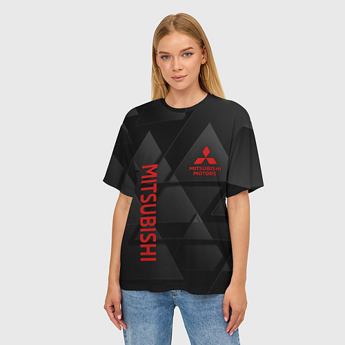 Женская футболка оверсайз Mitsubishi Геометрия треугольники / 3D-принт – фото 3