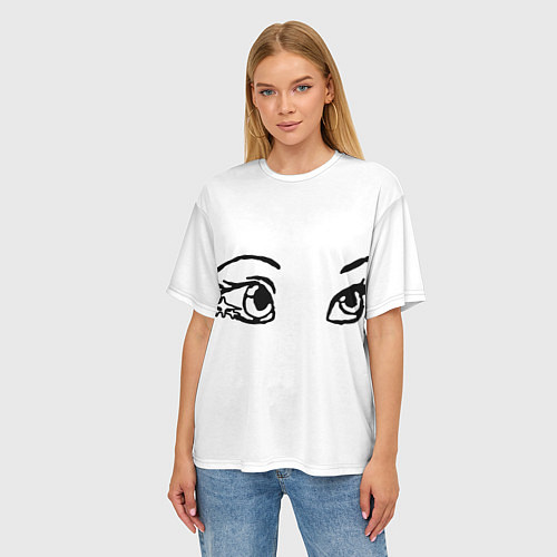 Женская футболка оверсайз Милые глаза Красивый взгляд / 3D-принт – фото 3