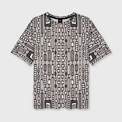 Женская футболка оверсайз Полосатый геометрический узор Круги, квадраты, лин