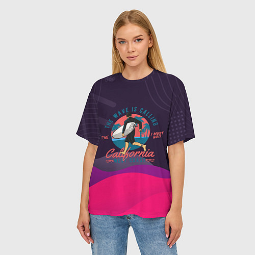 Женская футболка оверсайз Серфинг и лето / 3D-принт – фото 3