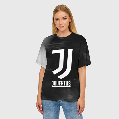 Женская футболка оверсайз ЮВЕНТУС - Пламя / 3D-принт – фото 3