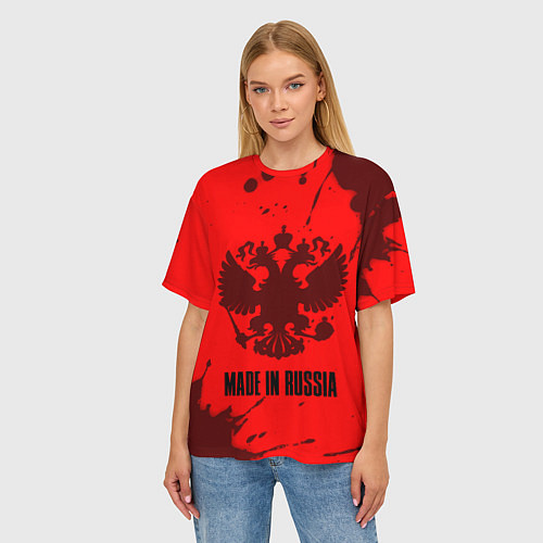 Женская футболка оверсайз RUSSIA - ГЕРБ Made In Russia Брызги / 3D-принт – фото 3