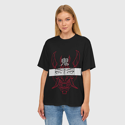 Женская футболка оверсайз Японский демон Oni / 3D-принт – фото 3