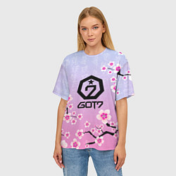 Футболка оверсайз женская GOT7 ЦВЕТЫ САКУРЫ, цвет: 3D-принт — фото 2