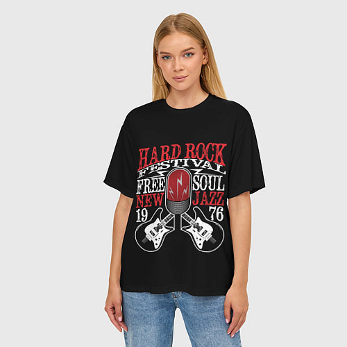 Женская футболка оверсайз HARD ROCK FESTIVAL / 3D-принт – фото 3