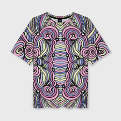Женская футболка оверсайз Абстракция разноцветная Калейдоскоп Фиолетовый, зе