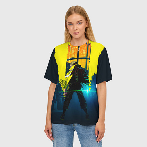 Женская футболка оверсайз Anime Cyberpunk / 3D-принт – фото 3