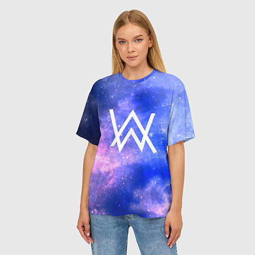 Женская футболка оверсайз Alan Walker космос / 3D-принт – фото 3