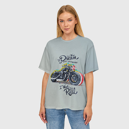 Женская футболка оверсайз Moto Dream / 3D-принт – фото 3