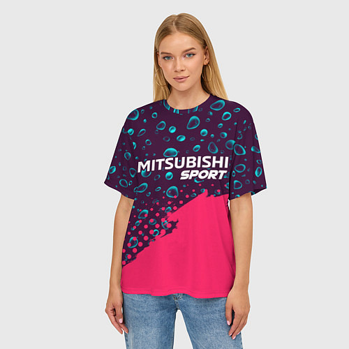 Женская футболка оверсайз MITSUBISHI Sport Краски / 3D-принт – фото 3