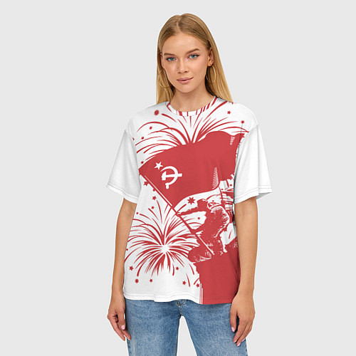 Женская футболка оверсайз Знамя Победы - Рейхстаг / 3D-принт – фото 3