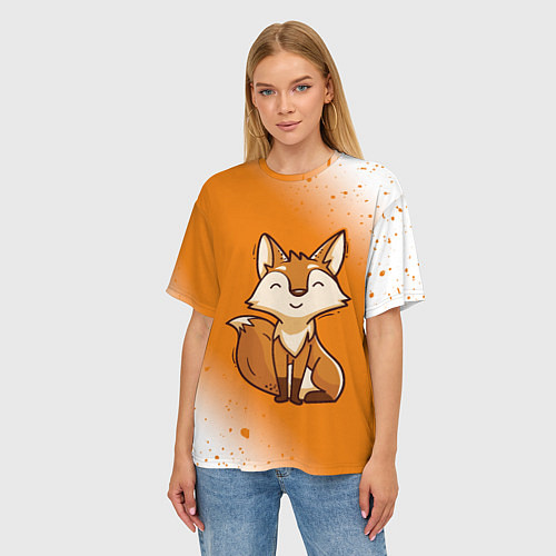 Женская футболка оверсайз ЛИСИЧКА Градиент / 3D-принт – фото 3