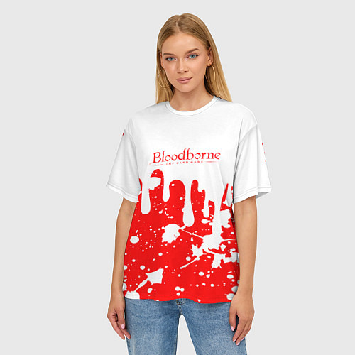 Женская футболка оверсайз BLOODBORNE брызги / 3D-принт – фото 3