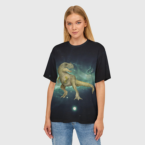 Женская футболка оверсайз T-rex Динозавр / 3D-принт – фото 3