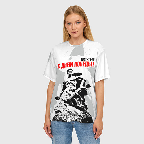 Женская футболка оверсайз С Днем Победы! Защитник Сталинграда / 3D-принт – фото 3