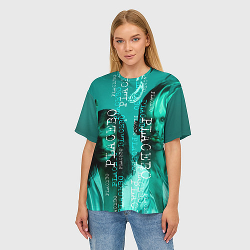Женская футболка оверсайз Placebo - turquoise / 3D-принт – фото 3