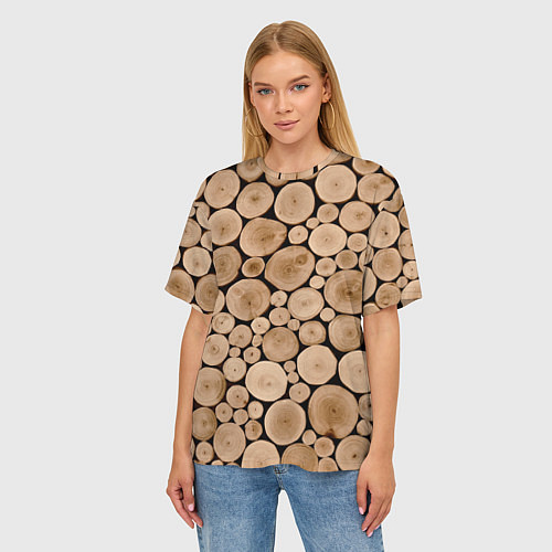 Женская футболка оверсайз Спил дерева / 3D-принт – фото 3