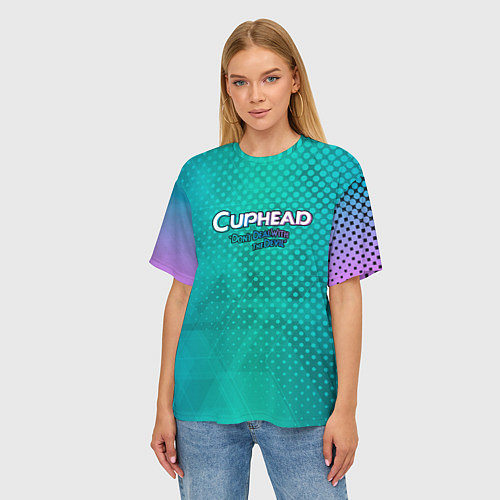 Женская футболка оверсайз Cuphead / 3D-принт – фото 3