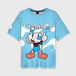 Футболка оверсайз женская Cuphead синяя чашечка, цвет: 3D-принт