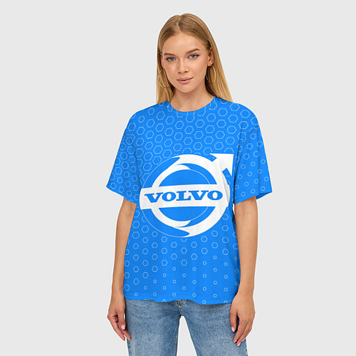 Женская футболка оверсайз VOLVO Соты / 3D-принт – фото 3