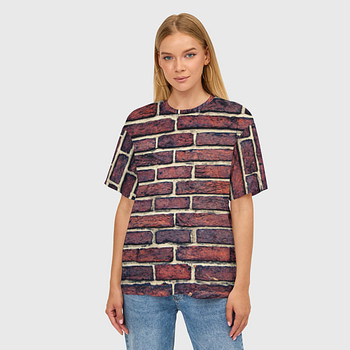 Женская футболка оверсайз Brick Wall / 3D-принт – фото 3