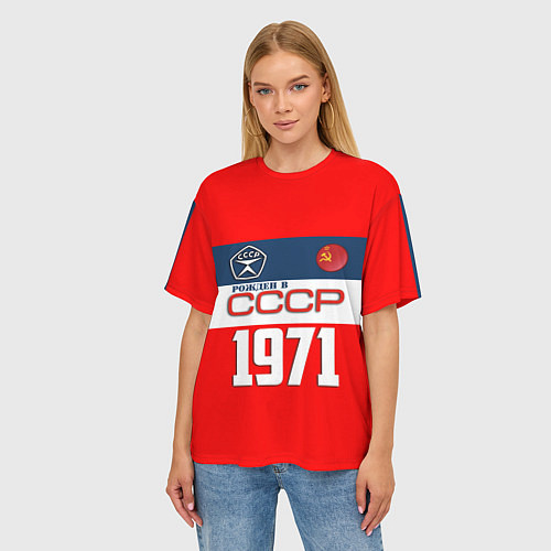 Женская футболка оверсайз РОЖДЕН В СССР 1971 / 3D-принт – фото 3