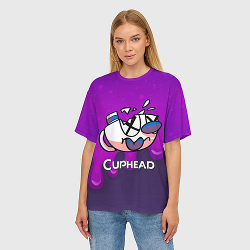 Женская футболка оверсайз Cuphead Разбитая чашечка / 3D-принт – фото 3