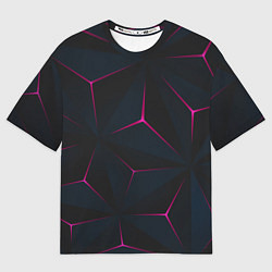 Женская футболка оверсайз Неоновые углы На черном Фоне